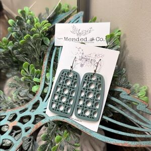 Green Matte Acrylic Geometric Earrings